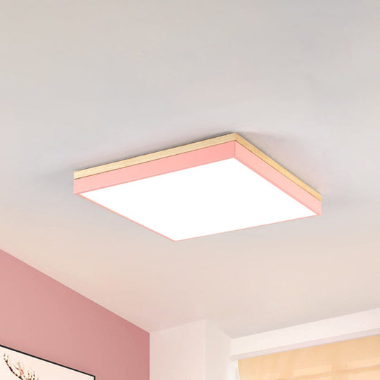 Acrylic LED Ceiling Light for Baby Room & Hallway - Macaron Loft Square Flush Lamp