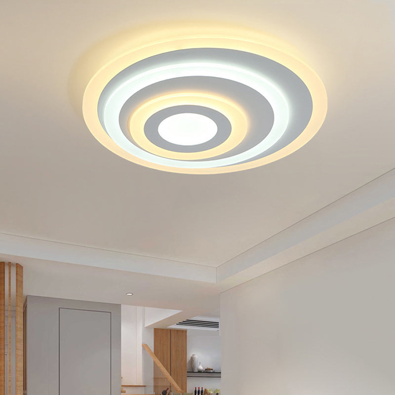 Simple White LED Flush Ceiling Light - 19.5"/31.5"/39" Wide - Warm/White Light