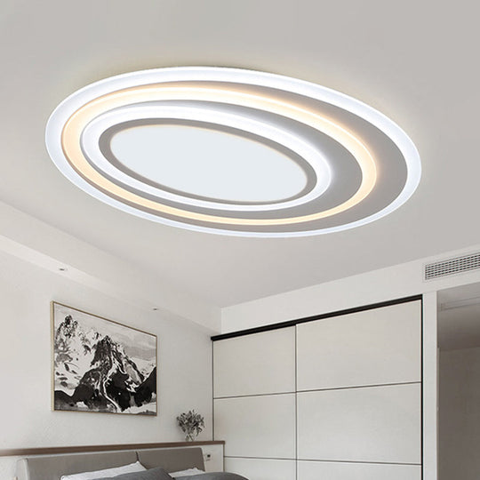 Modern White Acrylic Led Ceiling Light - Flush Mount Surface Lighting Available In 19.5/23.5/39