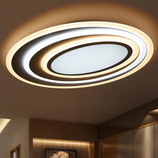 Modern White Acrylic LED Ceiling Light - Flush Mount Surface Lighting, Available in 19.5"/23.5"/39" Width