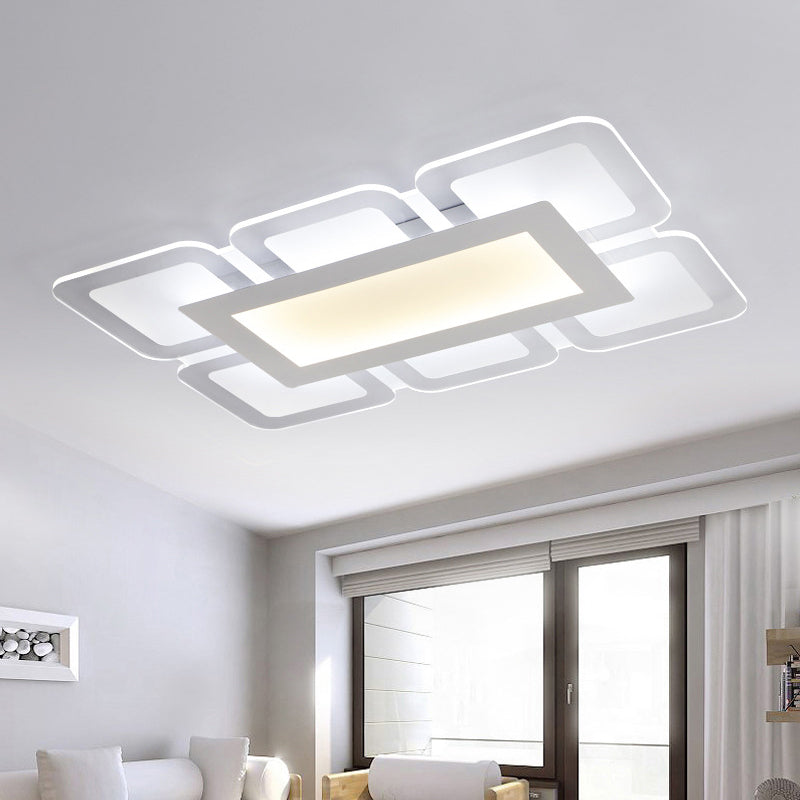Modern Acrylic LED Flushmount Light in White - Available in Various Sizes