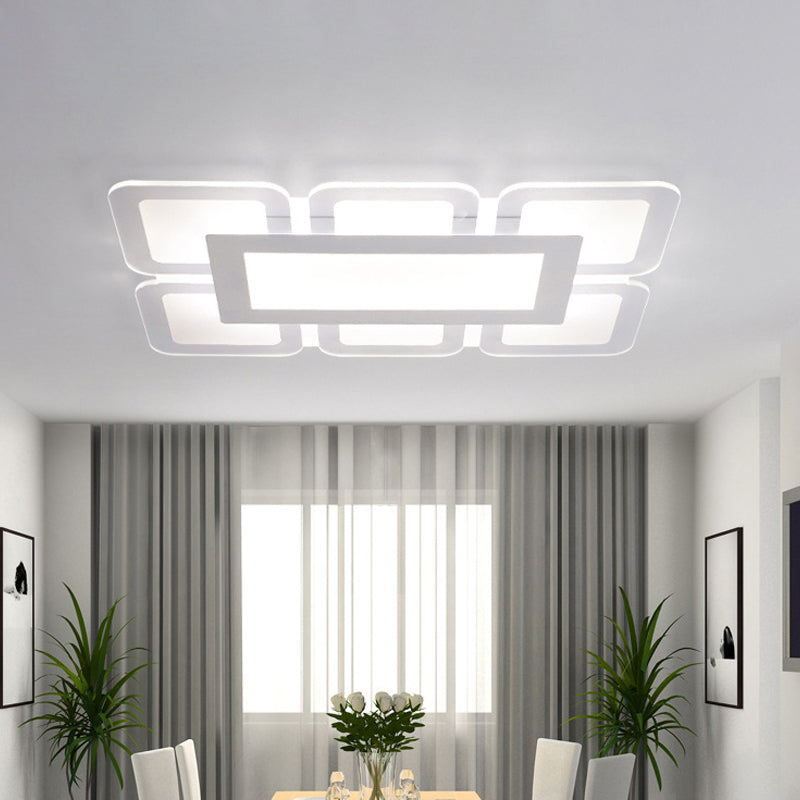 Modern Acrylic LED Flushmount Light in White - Available in Various Sizes