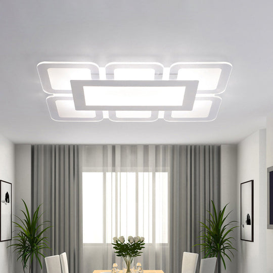 Modern Acrylic LED Flushmount Light in White - Available in Various Sizes