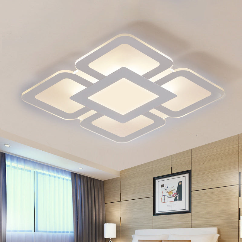 Modern Acrylic LED Flushmount Light in White - Available in Various Sizes