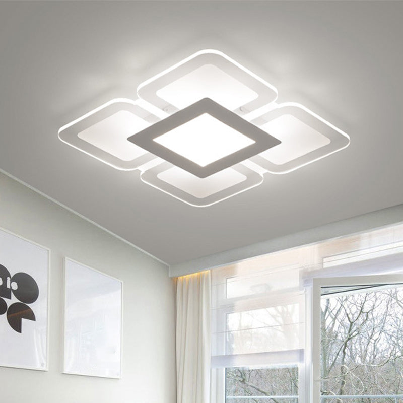 Modern Acrylic LED Flushmount Light in White - Available in Various Sizes