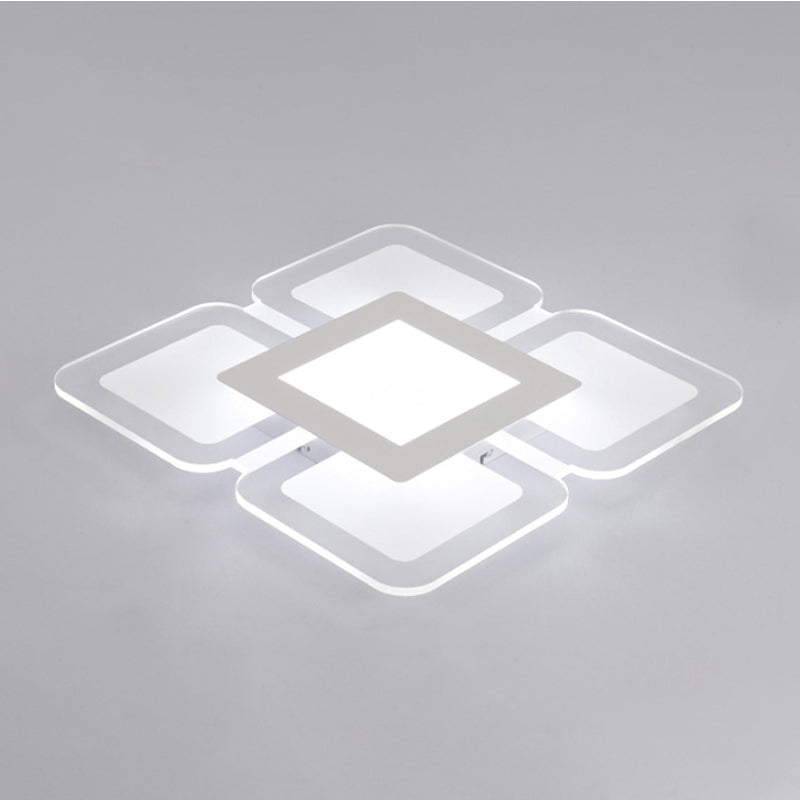 Modern Acrylic LED Flushmount Light in White - Available in Various Sizes