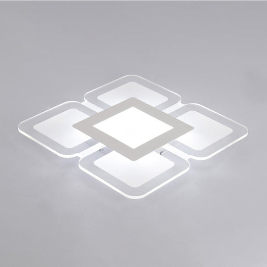 Modern Acrylic LED Flushmount Light in White - Available in Various Sizes