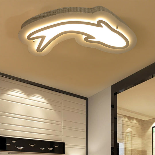 Nordic Dolphin Ceiling Lights for Kid's Bedroom - Acrylic Flush Mount in White
