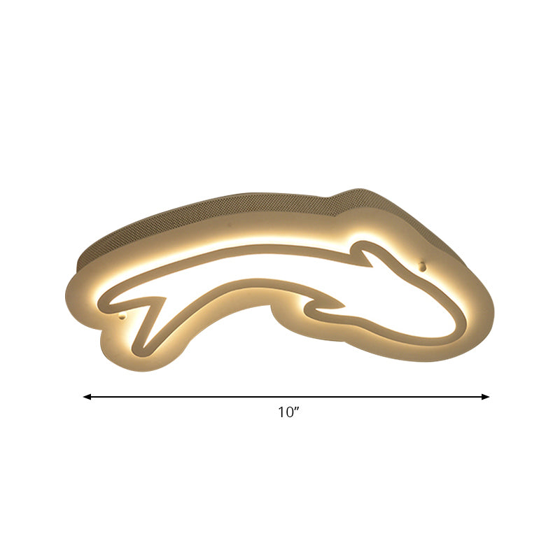 Nordic Dolphin Ceiling Lights for Kid's Bedroom - Acrylic Flush Mount in White