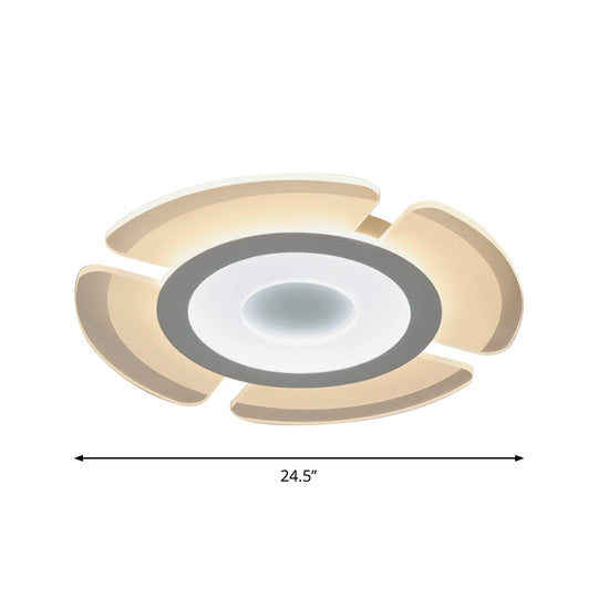 Modern Acrylic Floweret Flushmount Ceiling Light in White - Ultrathin LED Lighting for Bedroom, Multiple Width Options