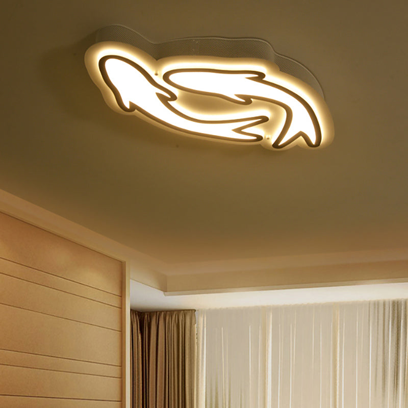 Nordic Dolphin Ceiling Lights for Kid's Bedroom - Acrylic Flush Mount in White