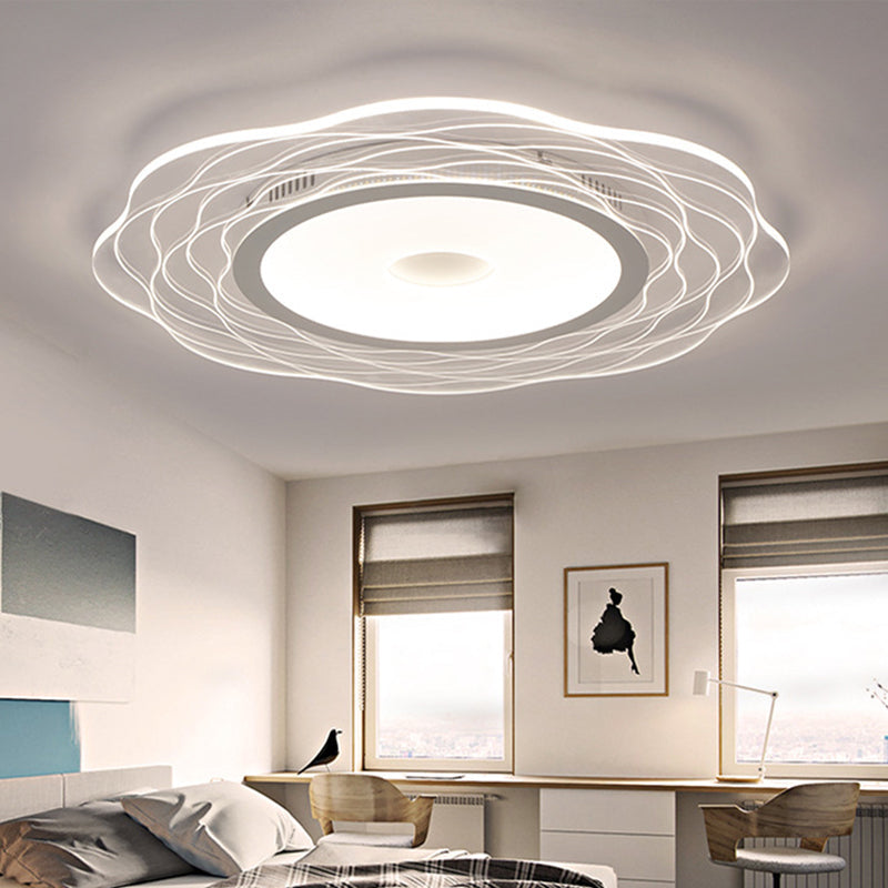 Scalloped Acrylic LED Ceiling Lamp - Super-Thin & Minimalist Design in Warm/White Light, Size Options: 16.5"/20.5"/31