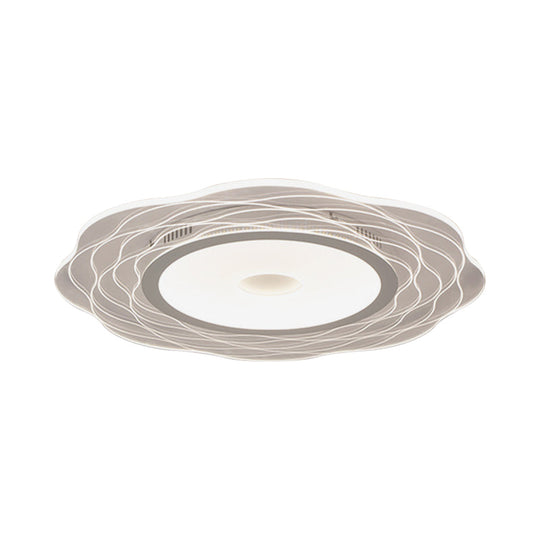 Plafonnier LED en acrylique festonné - Design ultra-fin et minimaliste avec lumière chaude/blanche, options de taille : 16,5"/20,5"/31