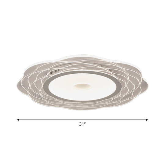 Plafonnier LED en acrylique festonné - Design ultra-fin et minimaliste avec lumière chaude/blanche, options de taille : 16,5"/20,5"/31