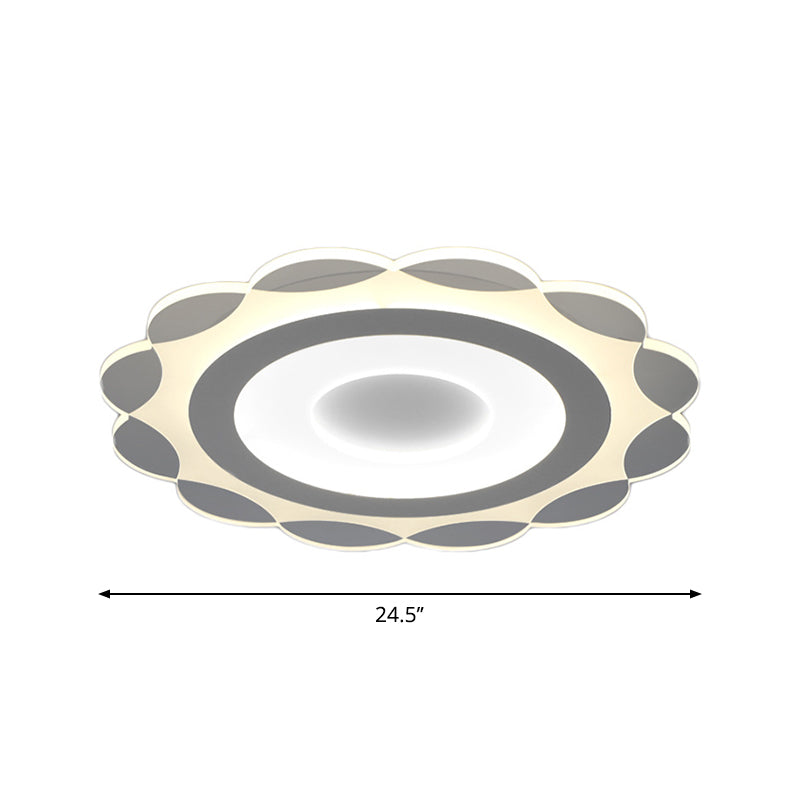 Simplicity White Led Flushmount Light With Acrylic Bloom Design In Warm/White 16.5/24.5/31 Wide