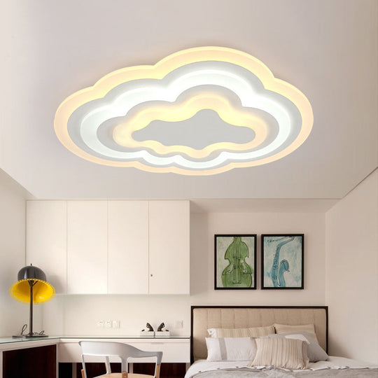 Child Bedroom LED Cartoon Cloud Flush Ceiling Light in Warm/White Light, Acrylic Flushmount Lighting, 19.5"/23.5"/31" Width