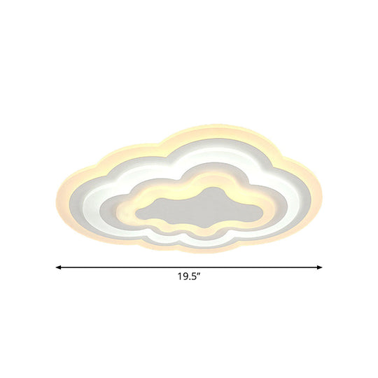 Child Bedroom Led Cartoon Cloud Flush Ceiling Light In Warm/White Acrylic Flushmount Lighting