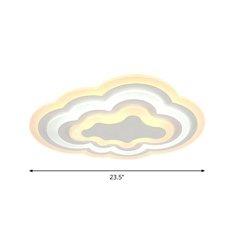 Child Bedroom LED Cartoon Cloud Flush Ceiling Light in Warm/White Light, Acrylic Flushmount Lighting, 19.5"/23.5"/31" Width