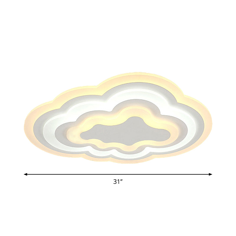 Child Bedroom LED Cartoon Cloud Flush Ceiling Light in Warm/White Light, Acrylic Flushmount Lighting, 19.5"/23.5"/31" Width