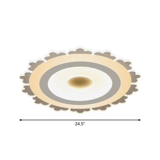 Minimalist Led Flower Ceiling Light In White - 8/16.5/31 Width