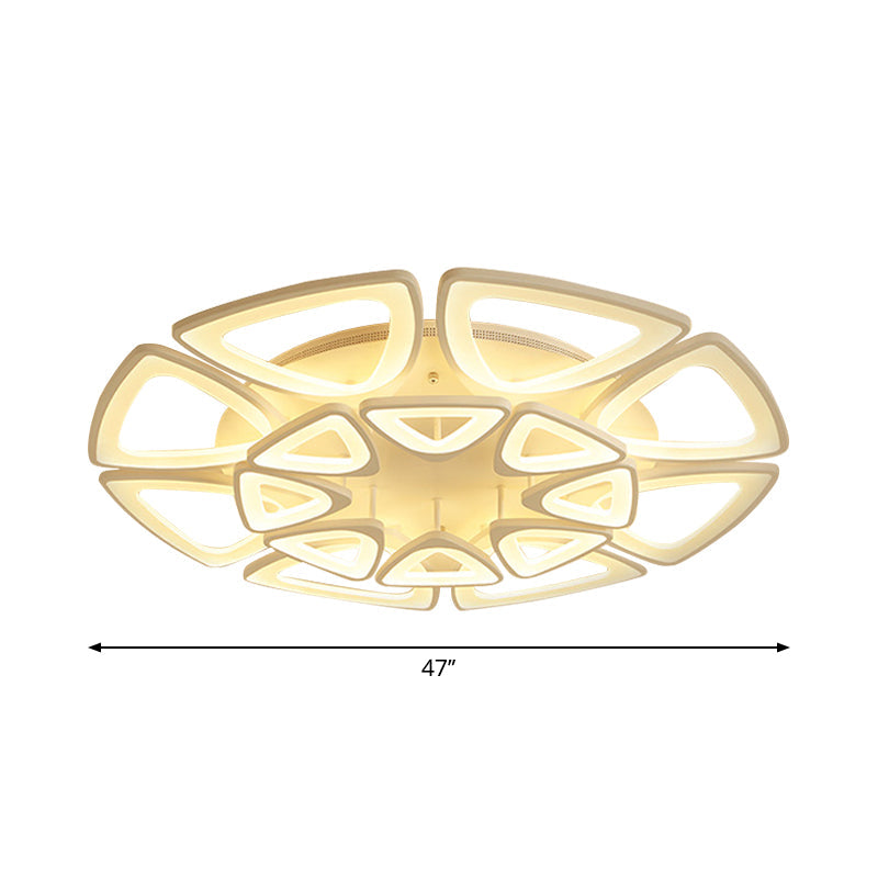 Modern Triangle Flower Acrylic Semi Flush Mount Ceiling Lamp - Minimalist Style (5/12/18 Heads) In