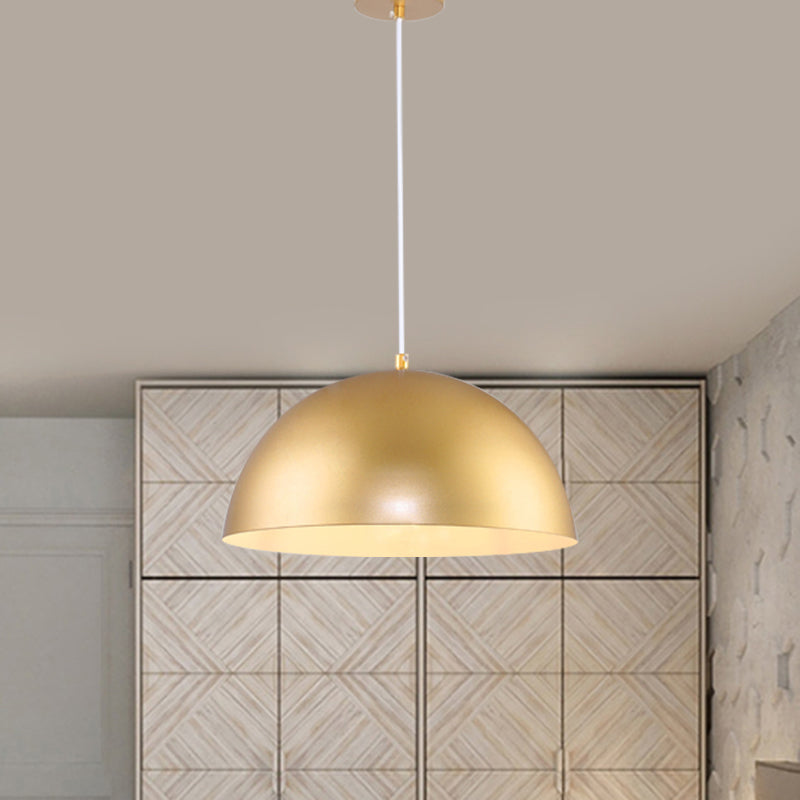 Vintage Industrial Metallic Golden Pendant Lamp, 12/16 Inch Width, Dome Shade, 1 Bulb