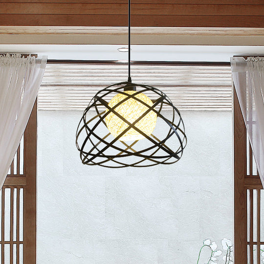 Industrial Dome-Shaded Black Pendant Light For Dining Rooms