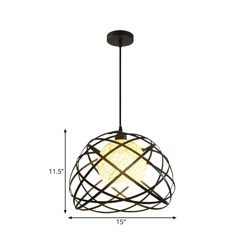 Industrial Dome-Shaded Black Pendant Light For Dining Rooms