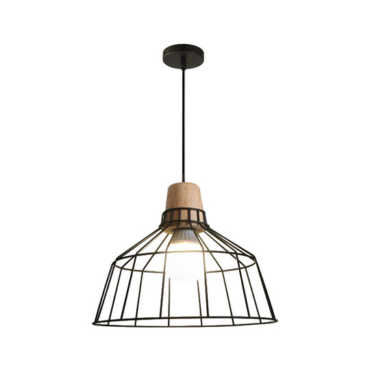 Industrial Metal Wire Cage Pendant Light With Bottle/Barn Shade