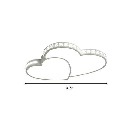 Modern Clear Acrylic LED Heart Ceiling Light in White for Foyer