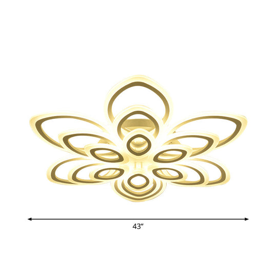 Acrylic Led Flush Mount Ceiling Light In Modern White - Available 3 Widths