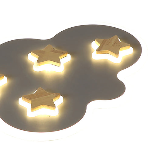 Cloud and Star Acrylic Flush Mount Ceiling Light for Kids' Bedroom - Art Deco Ceiling Fixture