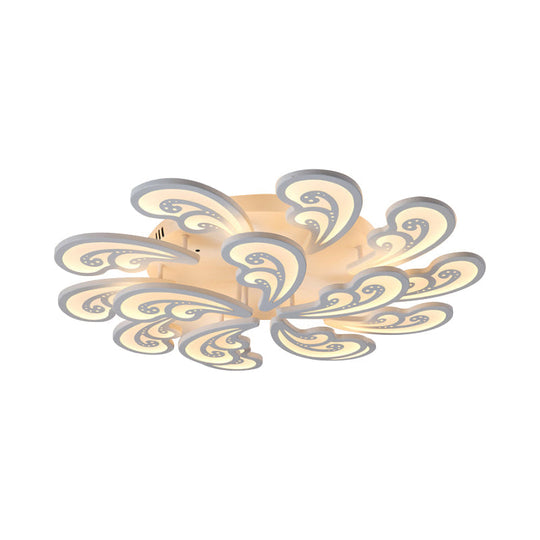 Modern Acrylic Spindrift Ceiling Light W/ 6/12/15-White Led Bulbs In Warm/White - Semi Flush Mount