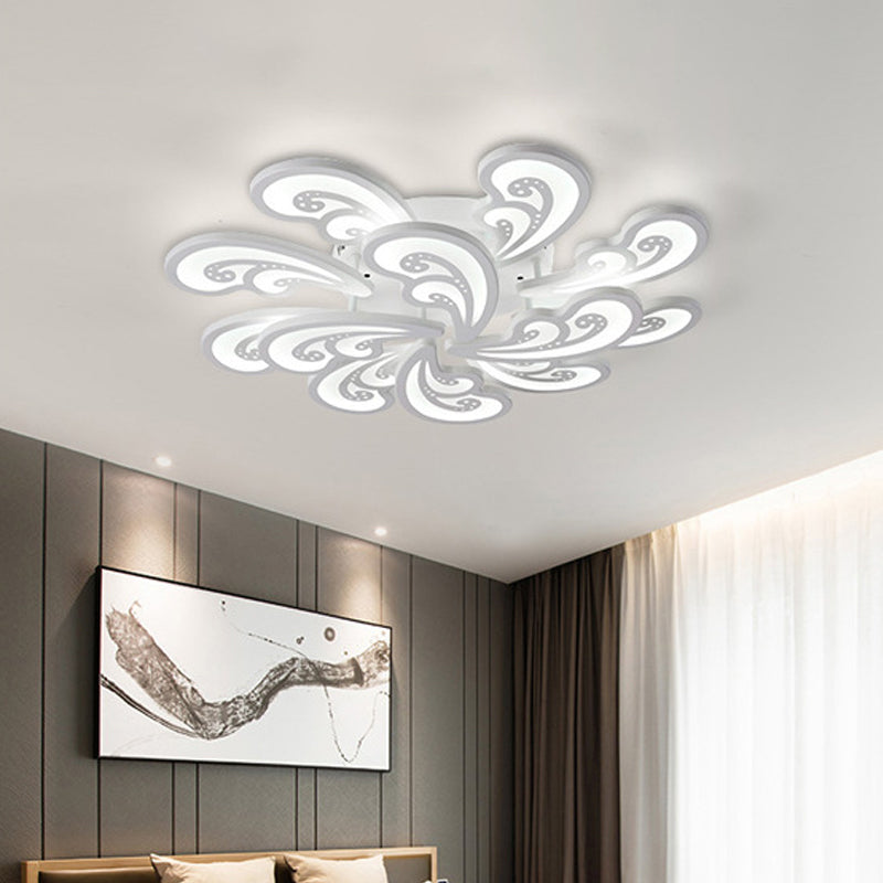 Modern Acrylic Spindrift Ceiling Light W/ 6/12/15-White Led Bulbs In Warm/White - Semi Flush Mount