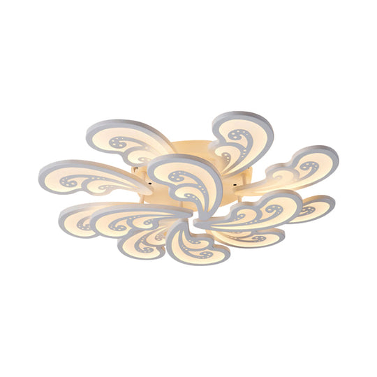 Modern Acrylic Spindrift Ceiling Light W/ 6/12/15-White Led Bulbs In Warm/White - Semi Flush Mount