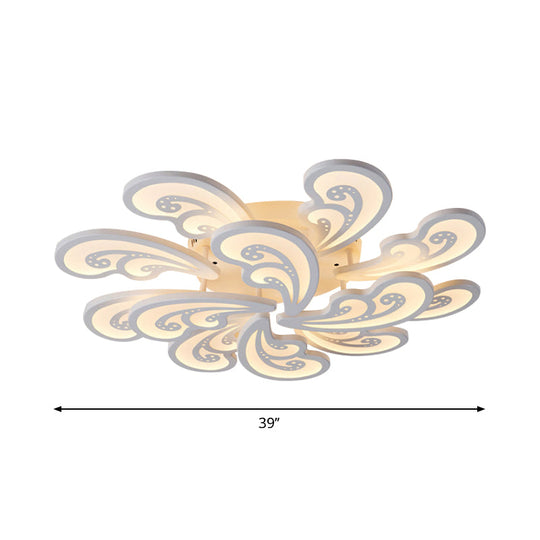 Modern Acrylic Spindrift Ceiling Light w/ 6/12/15-White LED Bulbs in Warm/White - Semi Flush Mount