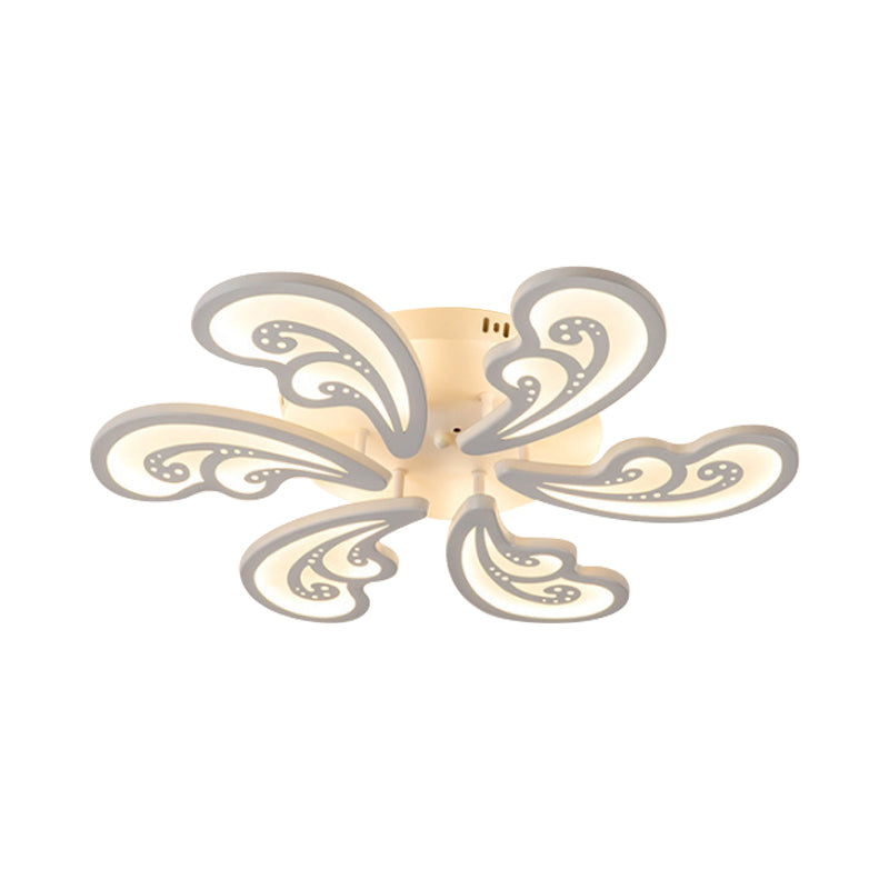 Modern Acrylic Spindrift Ceiling Light W/ 6/12/15-White Led Bulbs In Warm/White - Semi Flush Mount