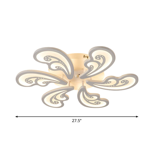 Modern Acrylic Spindrift Ceiling Light W/ 6/12/15-White Led Bulbs In Warm/White - Semi Flush Mount