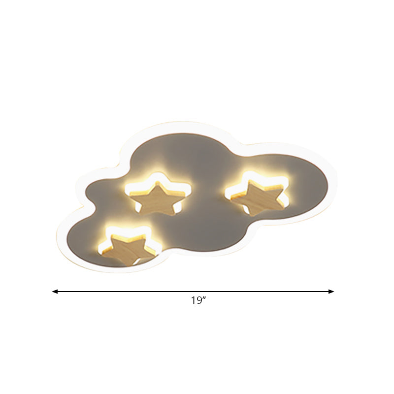 Cloud and Star Acrylic Flush Mount Ceiling Light for Kids' Bedroom - Art Deco Ceiling Fixture