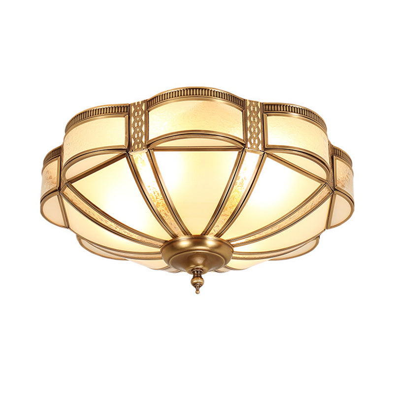 Minimalist Dome Frosted Glass Flush Ceiling Light In Brass - 3/4/6 Lights Small/Medium/Large Sizes