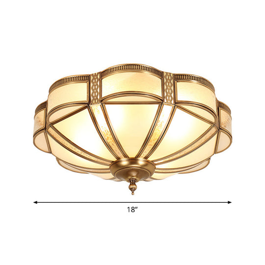 Minimalist Dome Frosted Glass Flush Ceiling Light in Brass - 3/4/6 Lights, Small/Medium/Large Sizes