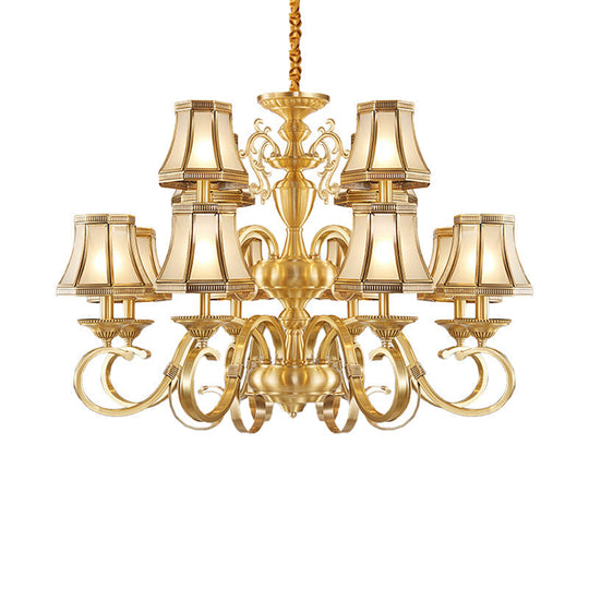 Colonial Frosted Glass Chandelier Lamp With Brass Accents Available In 6 8 Or 12 Lights