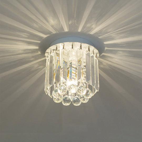 Clear Crystal Flush Mount Ceiling Light in White for Luxurious Foyer Décor