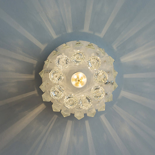 Clear Crystal Flush Mount Ceiling Light in White for Luxurious Foyer Décor