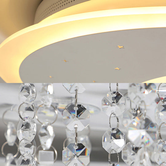 Crystal Deco LED Flushmount Ceiling Light for Kid's Bedroom - Modern & White