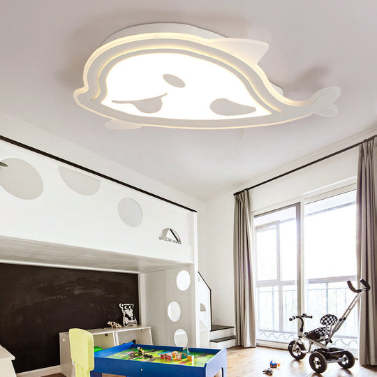 Naughty Dolphin Acrylic Led Flush Mount Light - Perfect For Girls Bedroom
