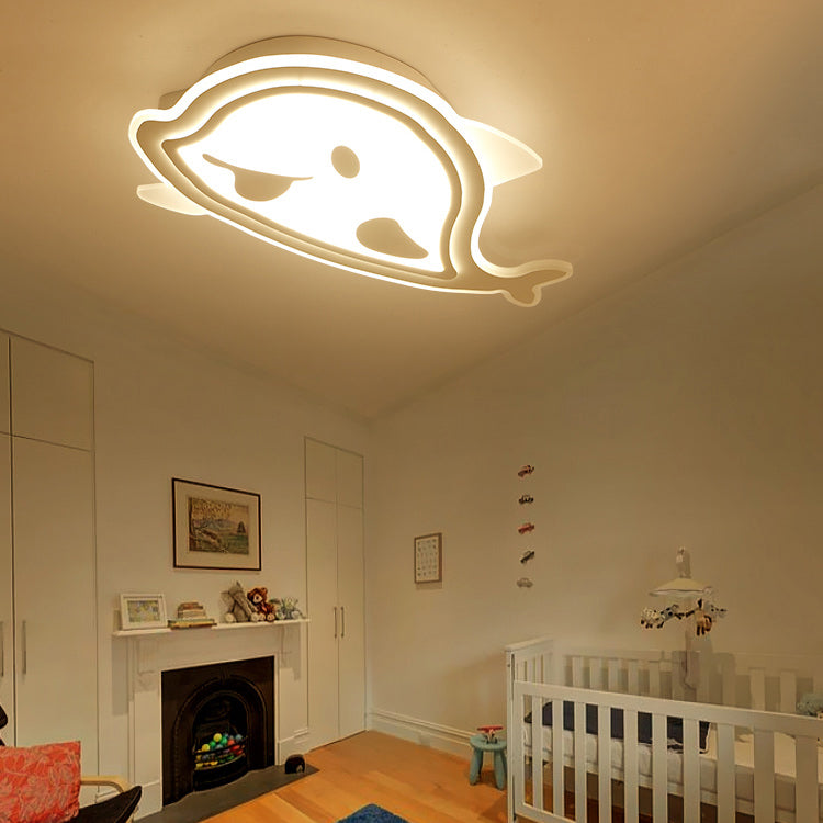 Naughty Dolphin" Acrylic LED Flush Mount Light - Perfect for Girls' Bedroom