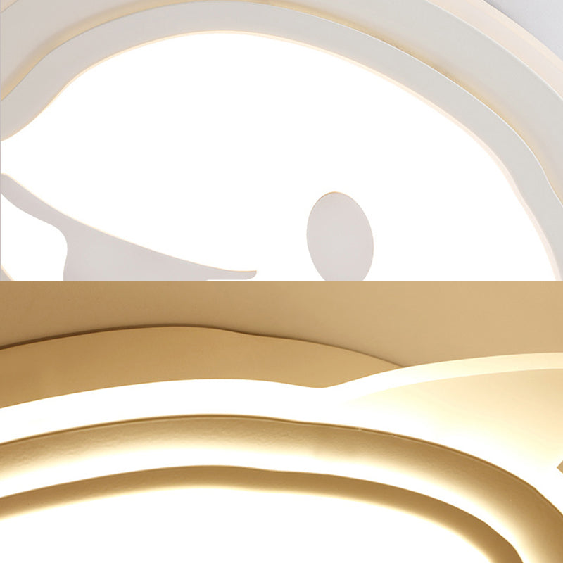 Naughty Dolphin Acrylic Led Flush Mount Light - Perfect For Girls Bedroom
