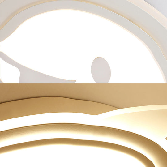 Naughty Dolphin Acrylic Led Flush Mount Light - Perfect For Girls Bedroom