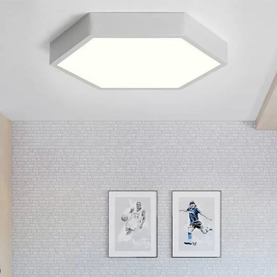 Nordic Hexagon LED Ceiling Light - Stylish Monochrome Flush Mount for Porch